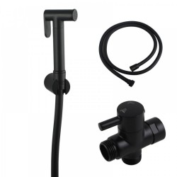 Round Black Toilet Bidet Spray Wash Kit with Diverter Tap Set 1.2m PVC Water Hose Round Black Toilet Bidet Spray Wash Kit with Diverter Tap Set 1.2m PVC Water Hose
